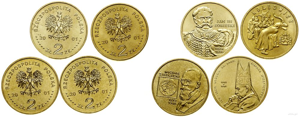 Polska, zestaw 4 x 2 złote, 2001