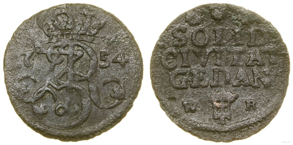 Polska, szeląg, 1754 WR