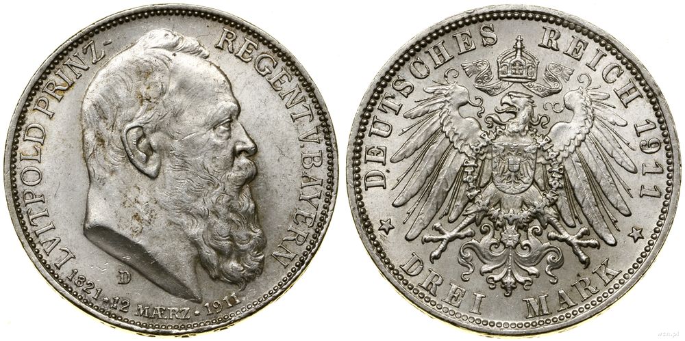 Niemcy, 3 marki, 1911 D