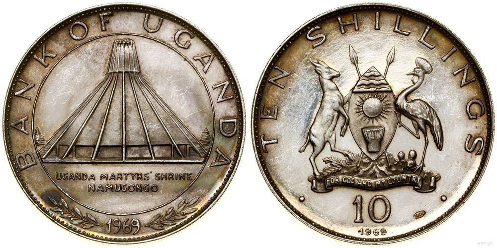 Uganda, 10 szylingów, 1969