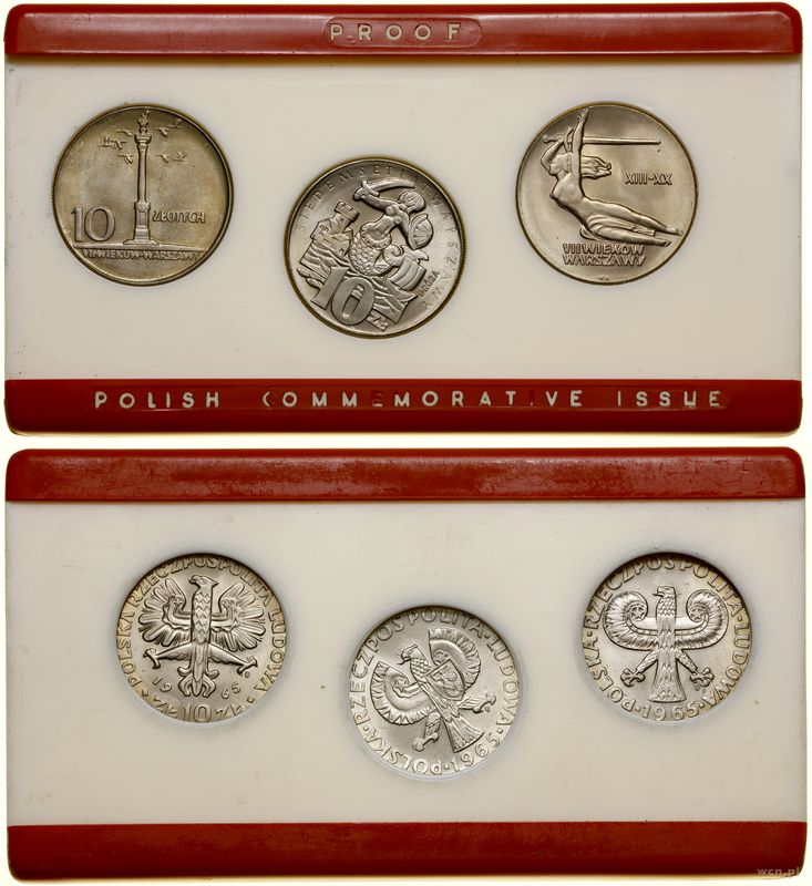 Polska, zestaw: 3 x 10 złotych, 1965