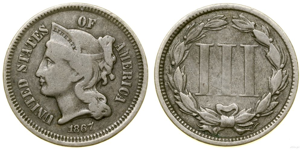 Stany Zjednoczone Ameryki (USA), 3 centy, 1867