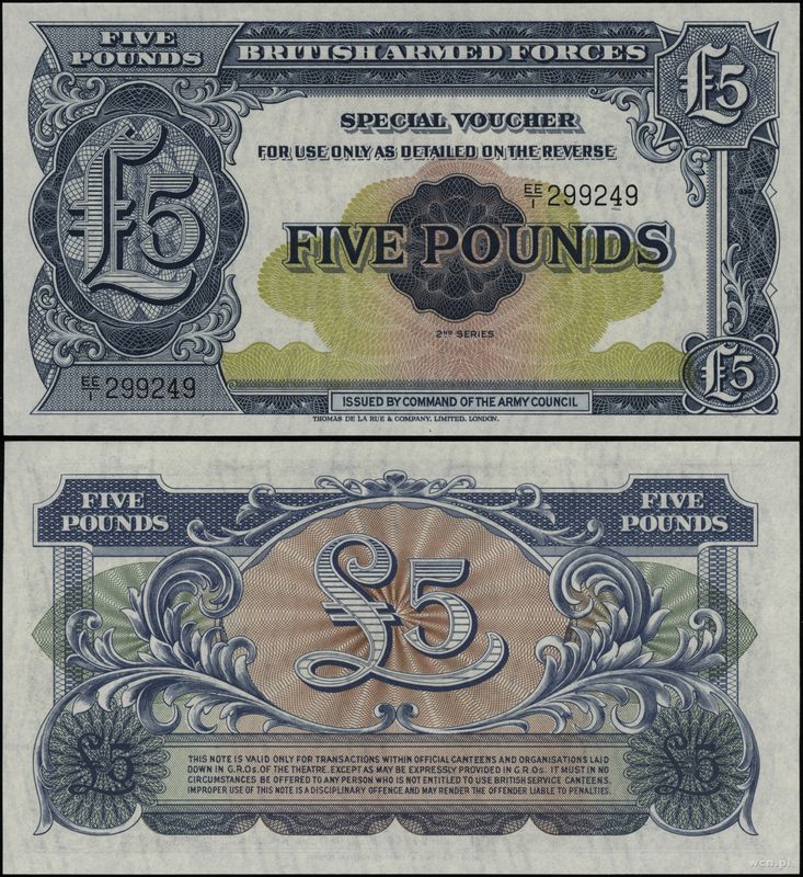 Wielka Brytania, 5 funtów, 1958