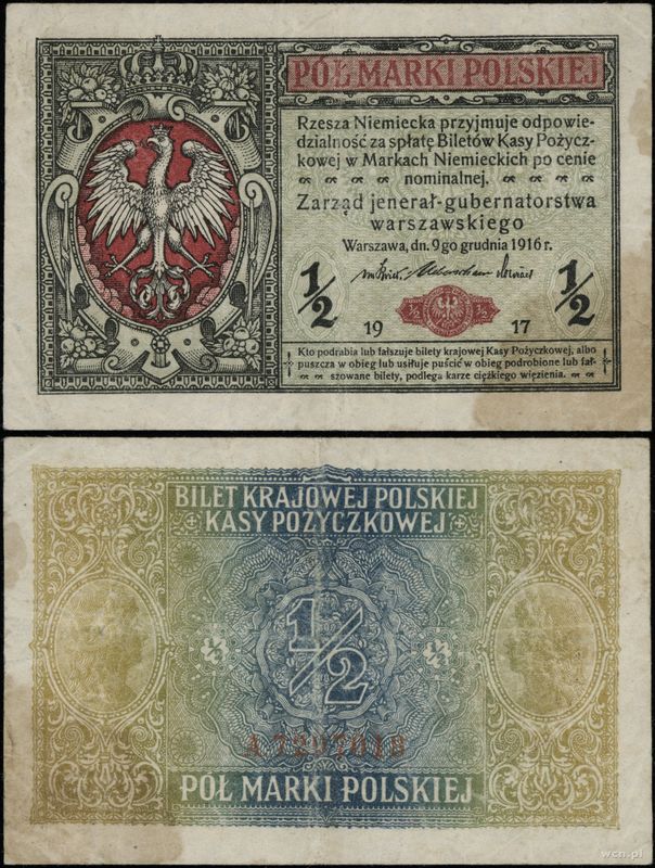 Polska, 1/2 marki polskiej, 9.12.1916