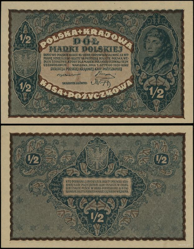 Polska, 1/2 marki polskiej, 7.02.1920