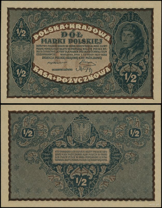 Polska, 1/2 marki polskiej, 7.02.1920