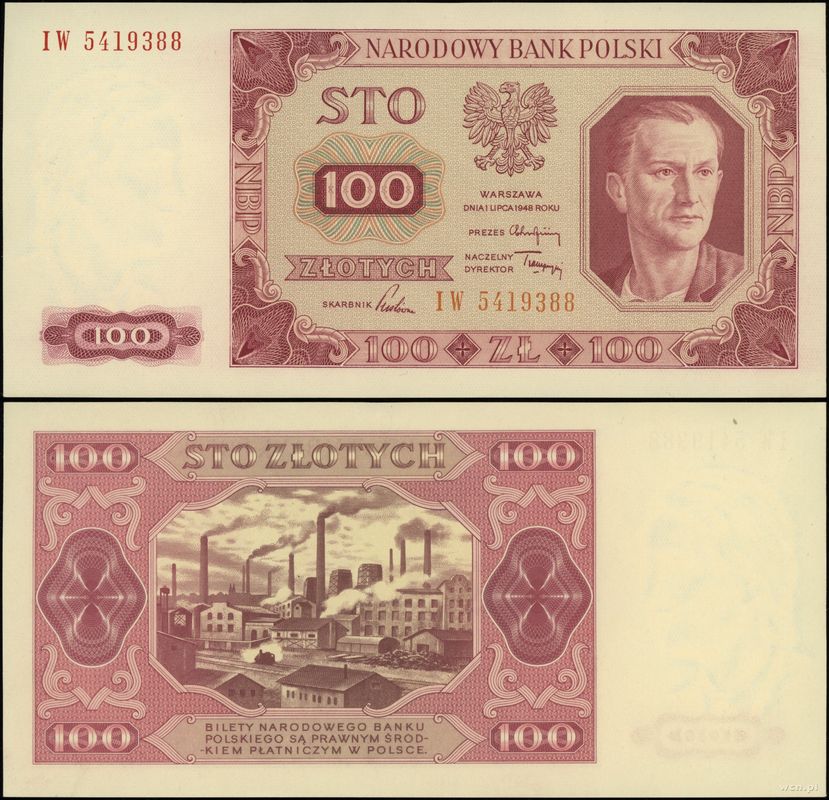 Polska, 100 złotych, 1.07.1948