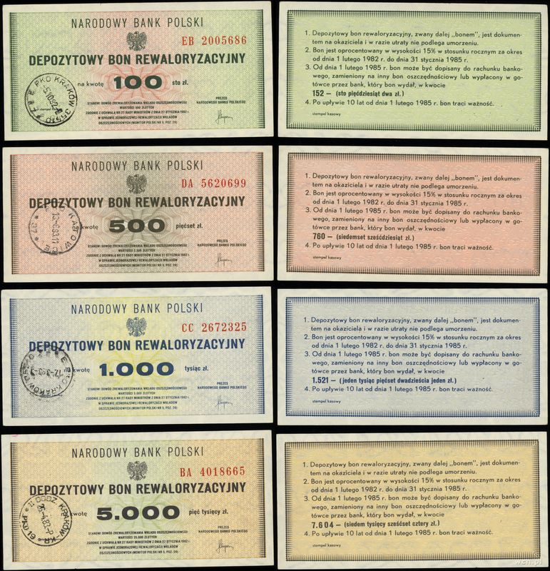 Polska, zestaw bonów rewaloryzacyjnych, 1982