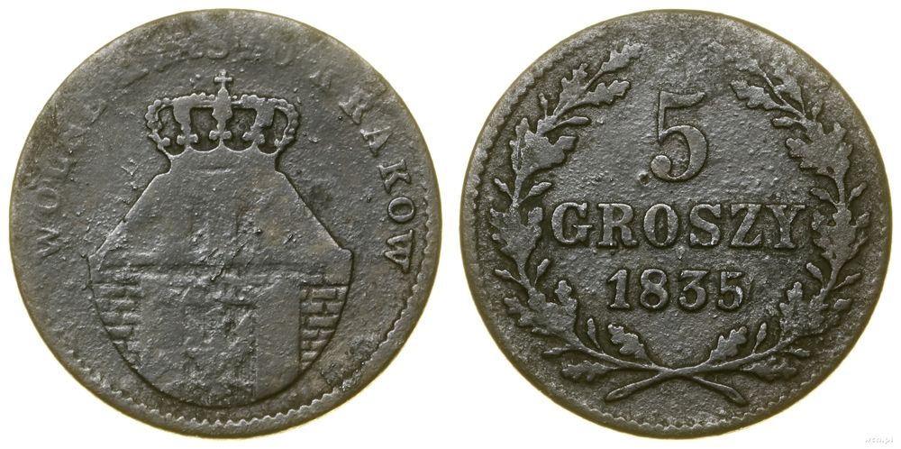 Polska, 5 groszy, 1835