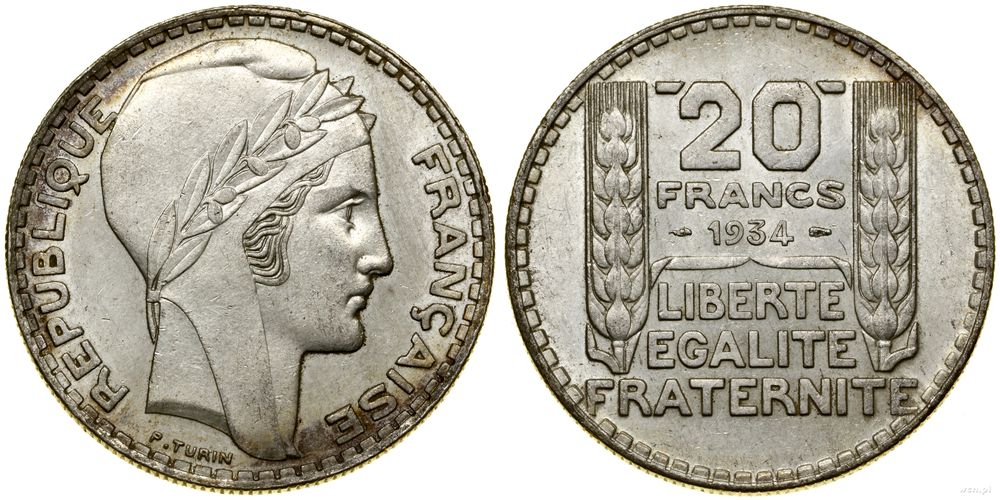 Francja, 20 franków, 1934