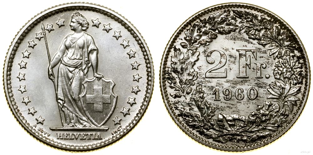 Szwajcaria, 2 franki, 1960 B