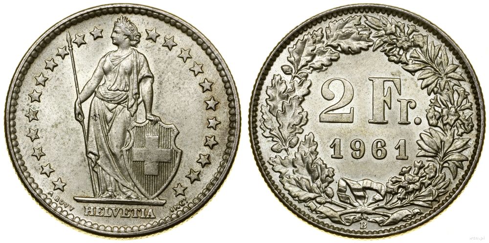 Szwajcaria, 2 franki, 1961 B