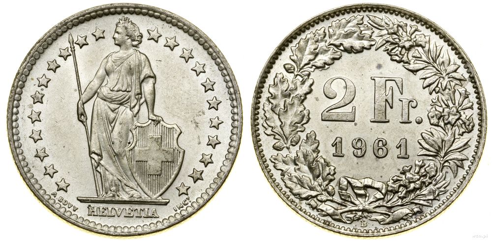 Szwajcaria, 2 franki, 1961 B