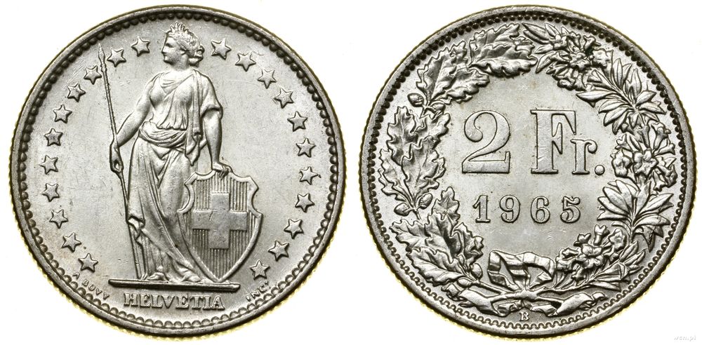 Szwajcaria, 2 franki, 1965 B