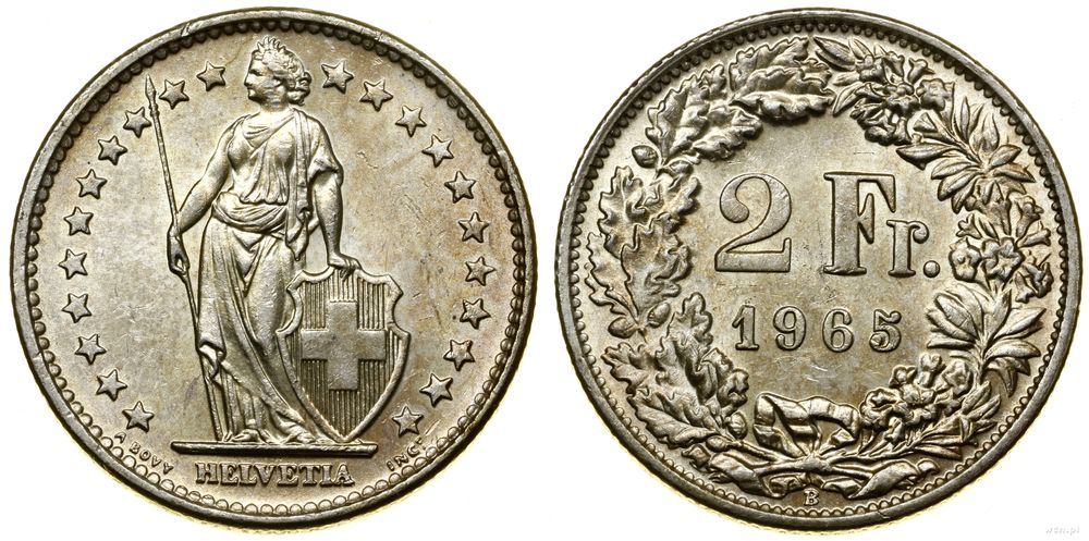 Szwajcaria, 2 franki, 1965 B