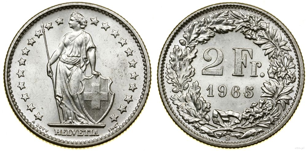 Szwajcaria, 2 franki, 1965 B