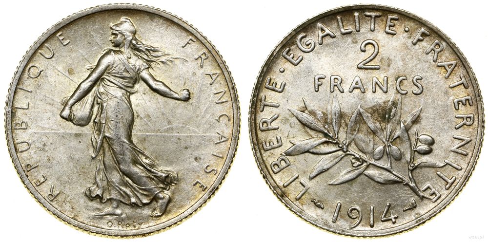 Francja, 2 franki, 1914