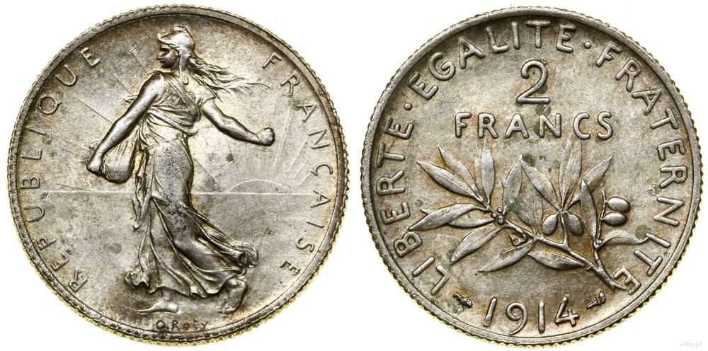 Francja, 2 franki, 1914