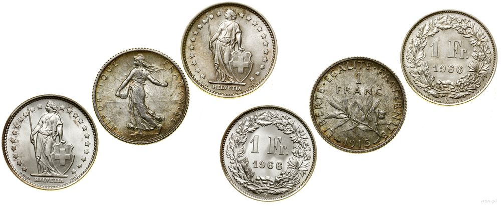 Szwajcaria, zestaw 3 monet
