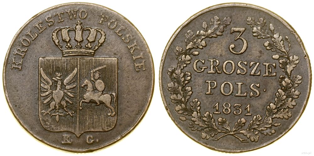 Polska, 3 grosze (trojak), 1831 KG