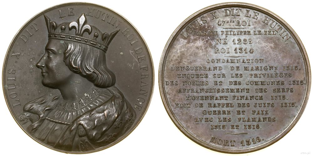 Francja, medal z serii władcy Francji – Ludwik X Kłótliwy