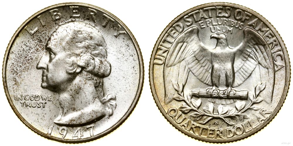 Stany Zjednoczone Ameryki (USA), 1/4 dolara, 1947 S