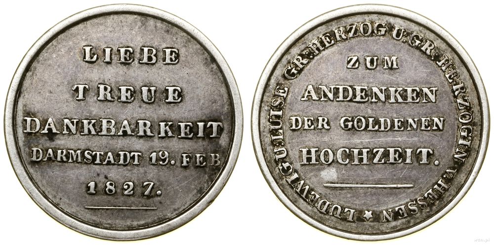 Niemcy, medal Upamiętnienie Złotych Godów, 1827