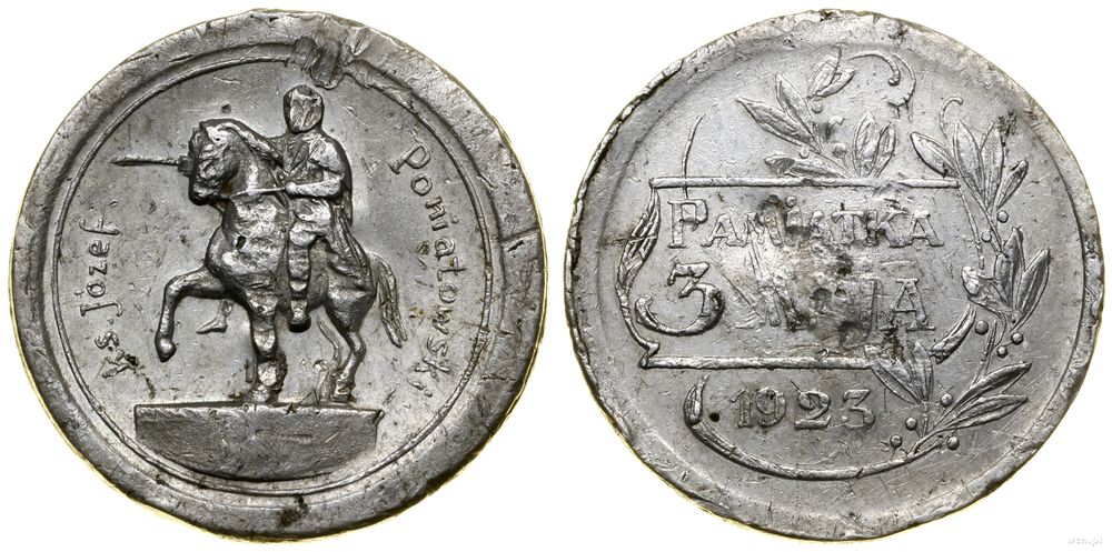Polska, medalik na pamiątkę odsłonięcia pomnika księcia Józefa Poniatowskiego w Warszawie, 1923