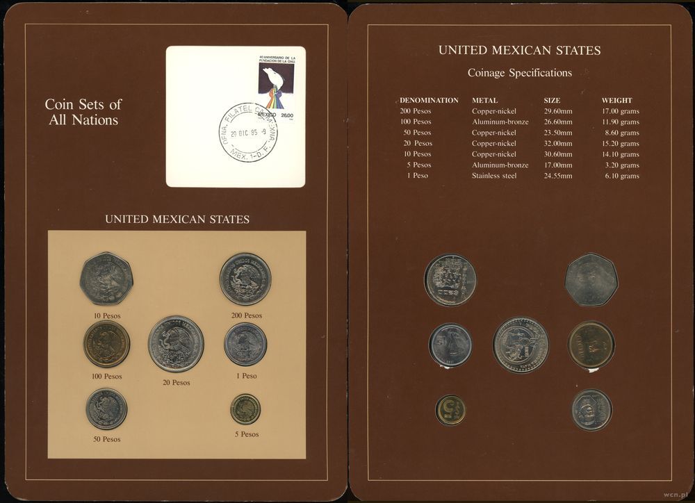 Meksyk, zestaw 7 monet, 1984–1985