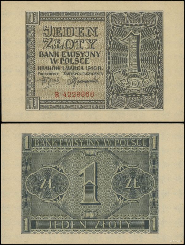 Polska, 1 złoty, 1.03.1940