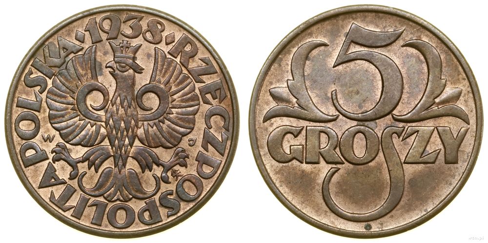 Polska, 5 groszy, 1938