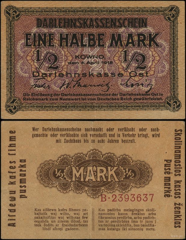 Polska, 1/2 marki, 4.04.1918