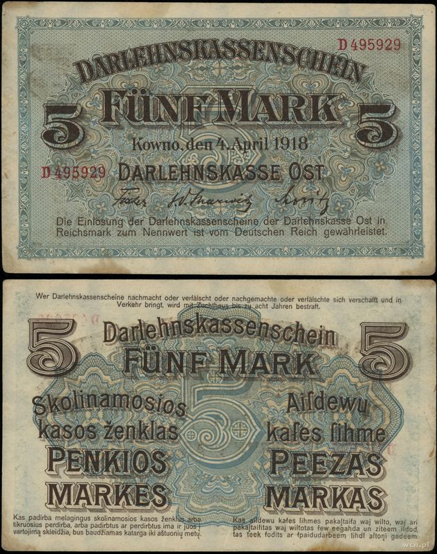 Polska, 5 marek, 4.04.1918