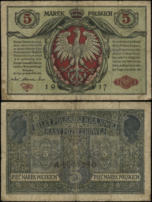 Polska, 5 marek polskich, 9.12.1916