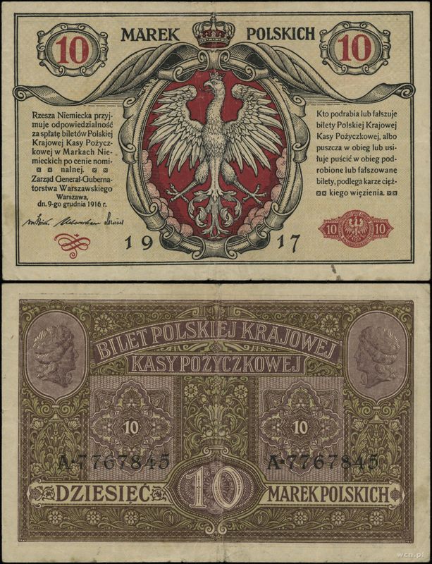 Polska, 10 marek polskich, 9.12.1916