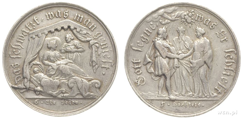 Niemcy, Medal autorstwa Krystiana Wermuth'a, wybity w 5. rocznicę ślubu, Aw: Scena..