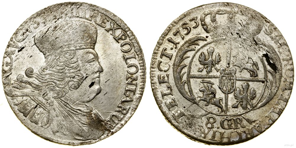 Polska, dwuzłotówka (8 groszy), 1753