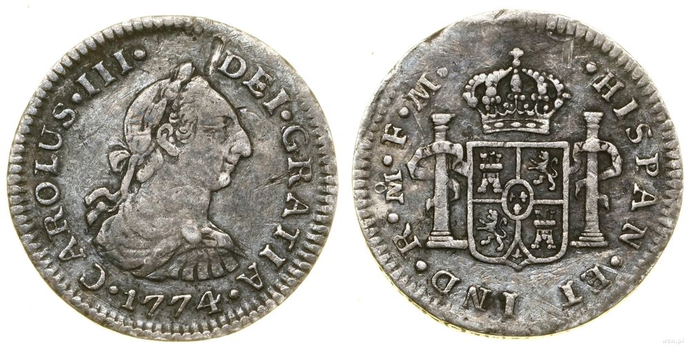 Meksyk, 1/2 reala, 1774 FM