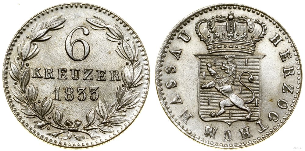 Niemcy, 6 krajcarów, 1833