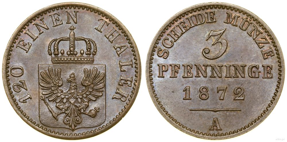 Niemcy, 3 fenigi, 1872 A