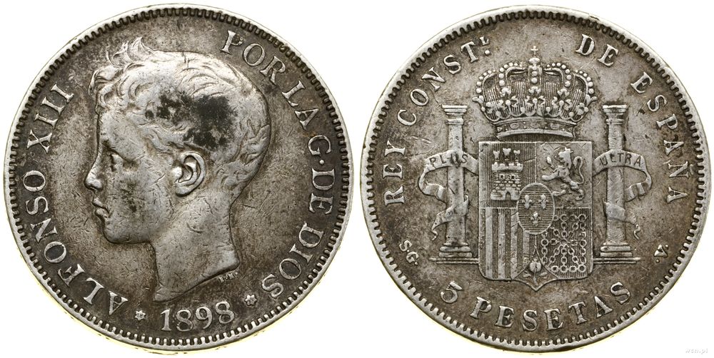 Hiszpania, 5 peset, 1898 SGV