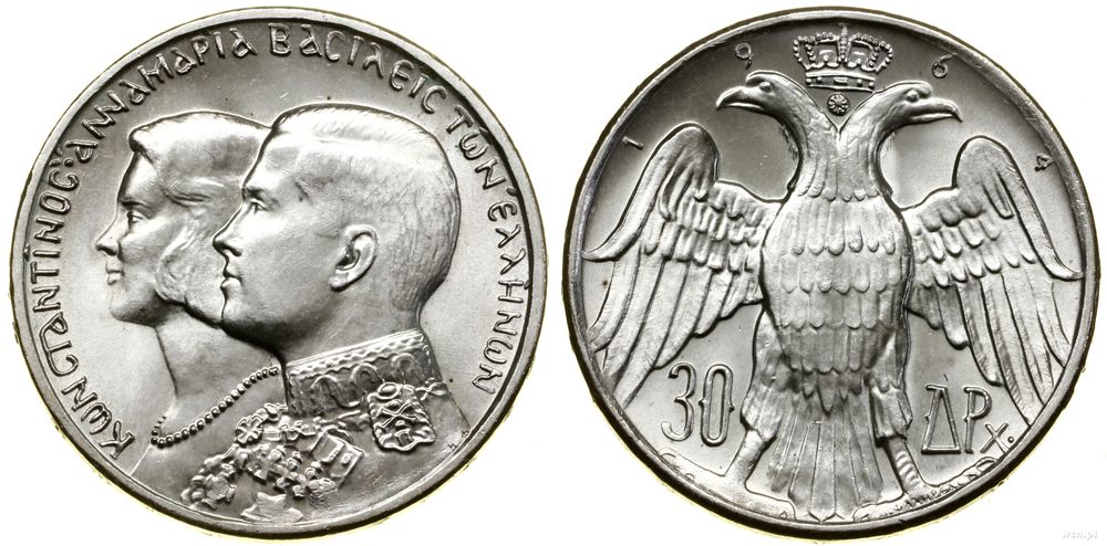 Grecja, 30 drachm, 1964
