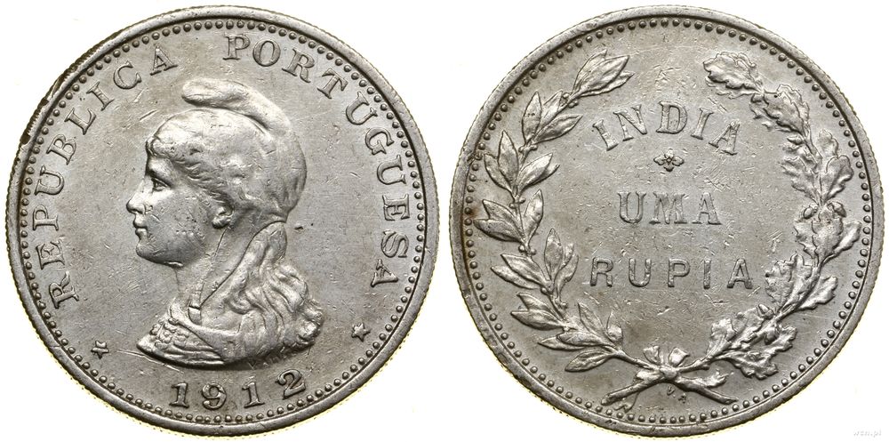 Indie Portugalskie, 1 rupia, 1912