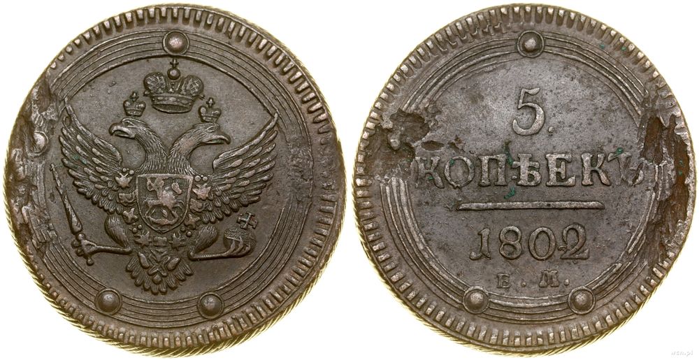 Rosja, 5 kopiejek, 1802 EM