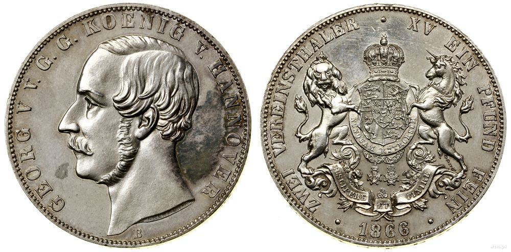 Niemcy, 2 talary = 3 1/2 guldena, 1866