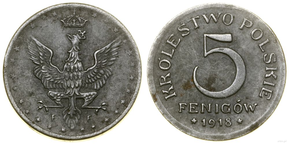 Polska, 5 fenigów, 1918 F