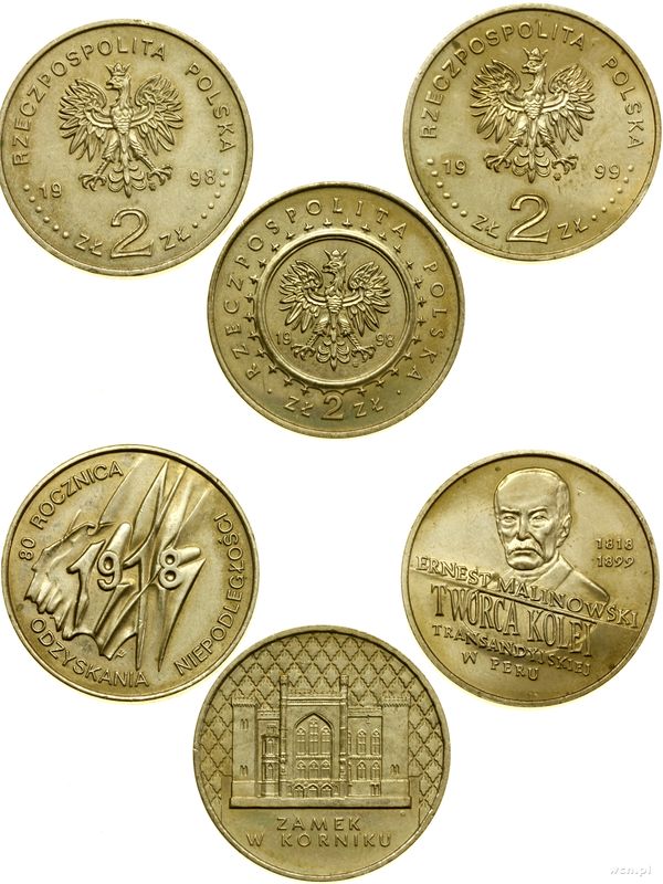 Polska, zestaw: 3 x 2 złote, 1998 i 1999
