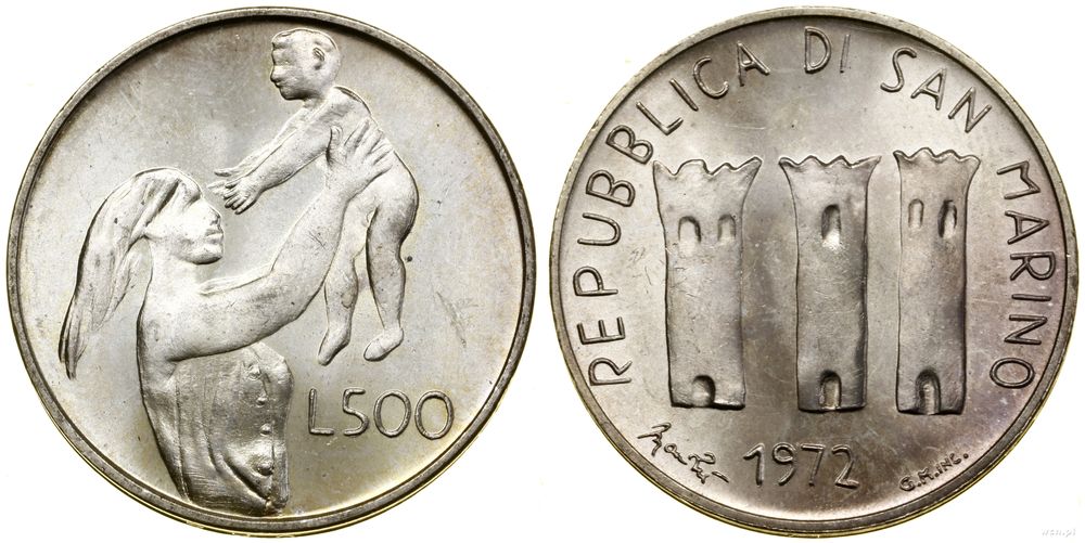 San Marino, 500 lirów, 1972