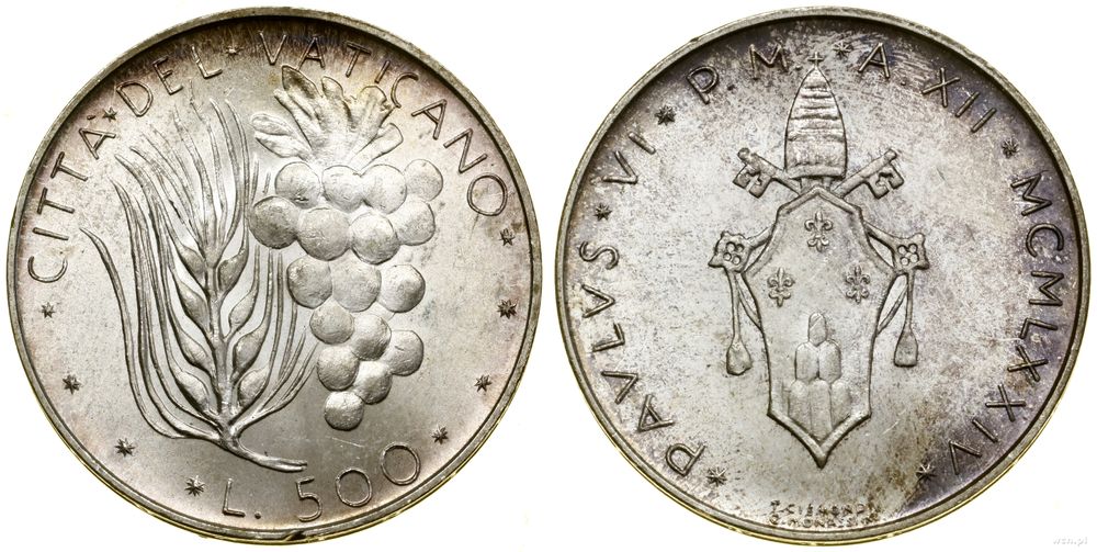 Watykan (Państwo Kościelne), 500 lirów, 1974