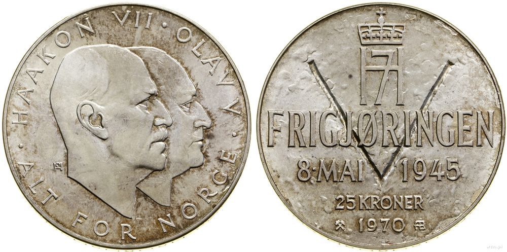 Norwegia, 25 koron, 1970